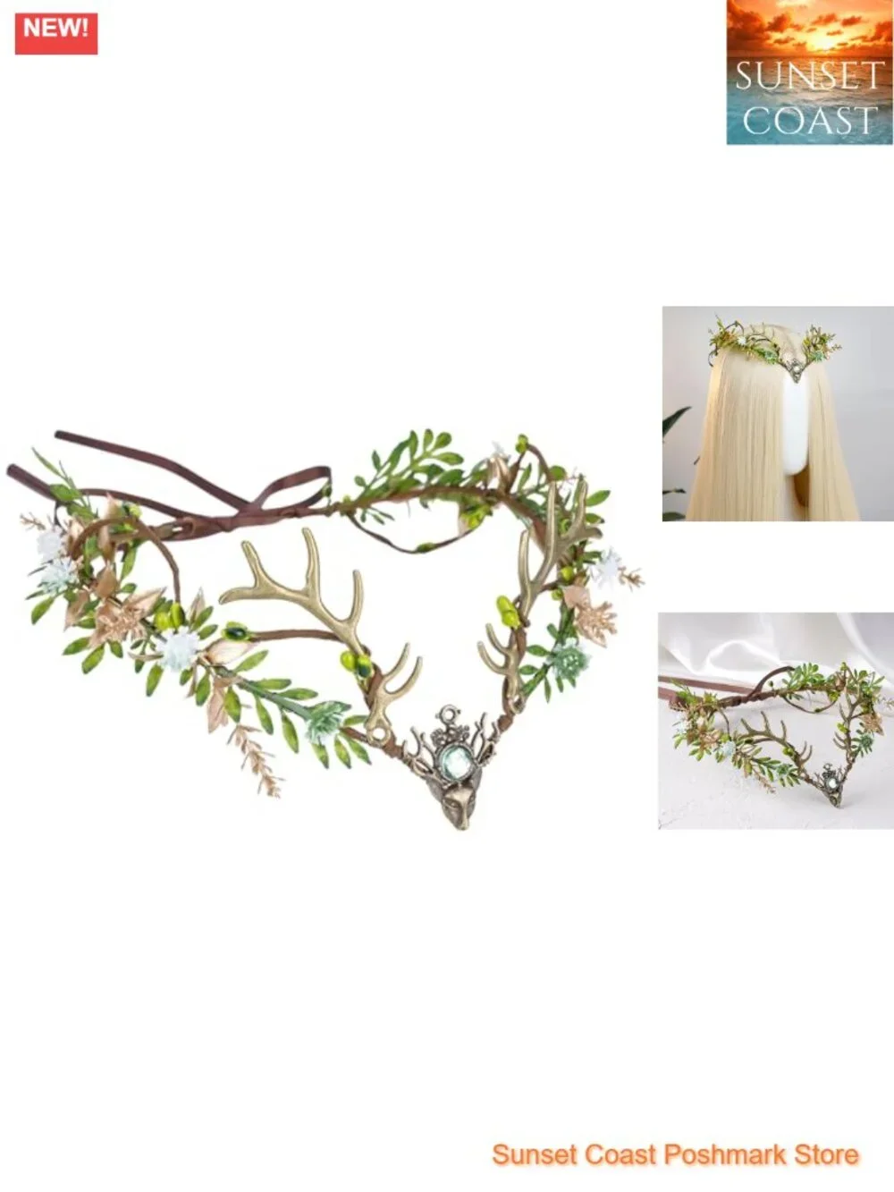 Fairy Antler Flower Crown Headpiece Woodland Renaissance Renfaire Cosplay